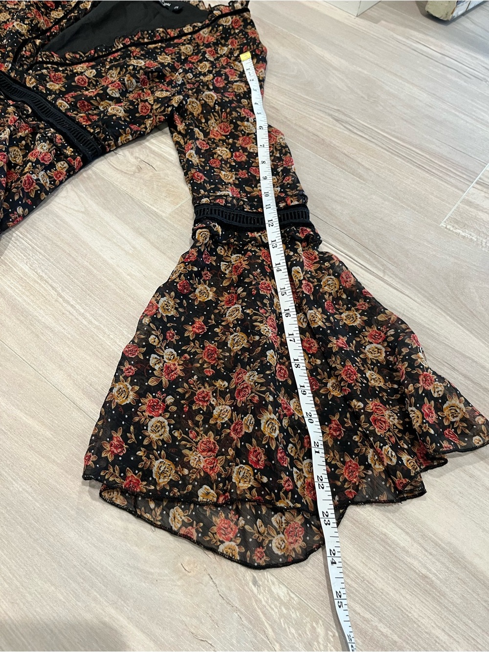 Nasty Gal “I’ll Be Bouquet” Black Sheer Floral Dress with Red & Cream Roses - Picture 15 of 16